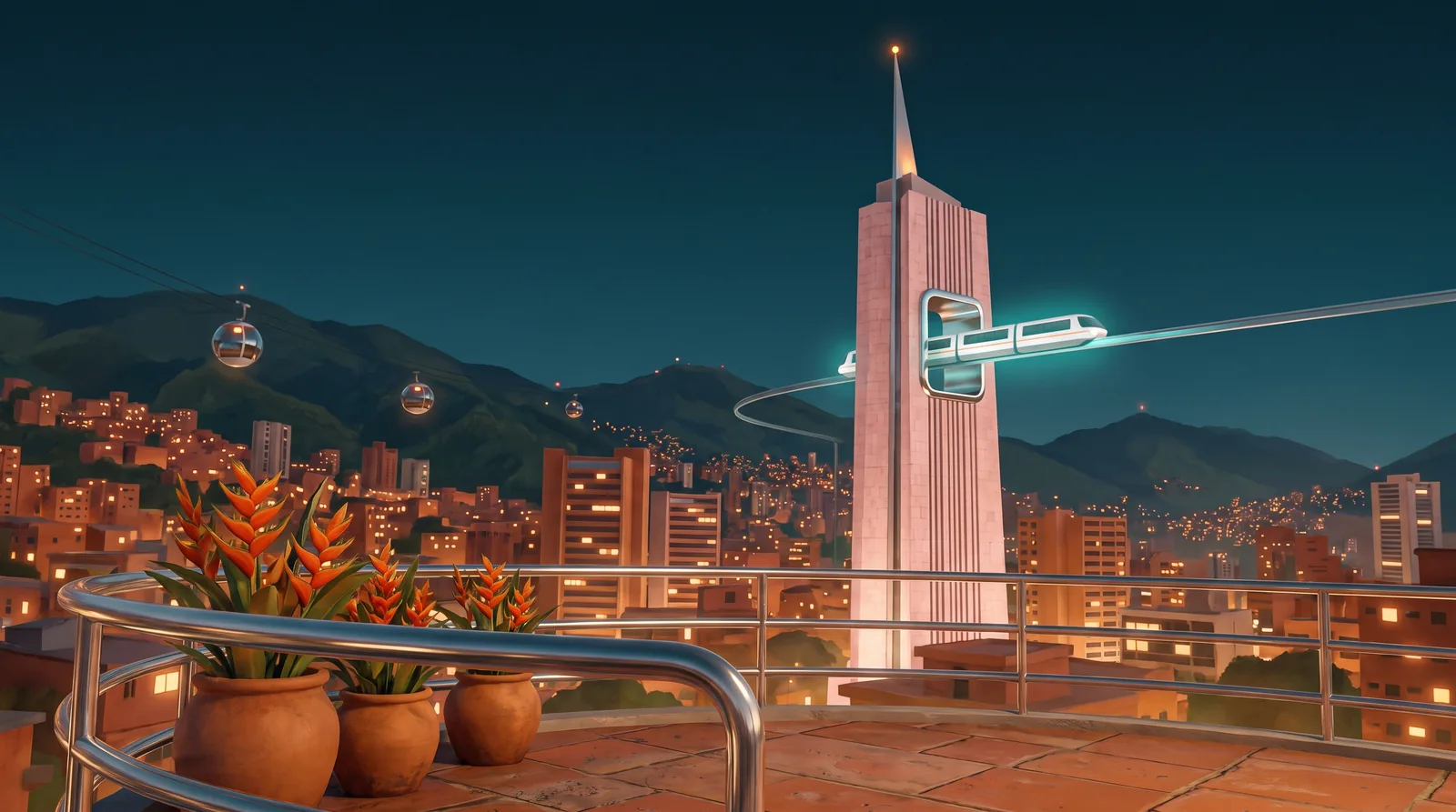 El Mirador Nutibara de noche